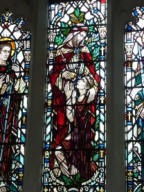 Stained glass in Kelloe Church. 